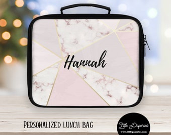 marble effect lunch bag