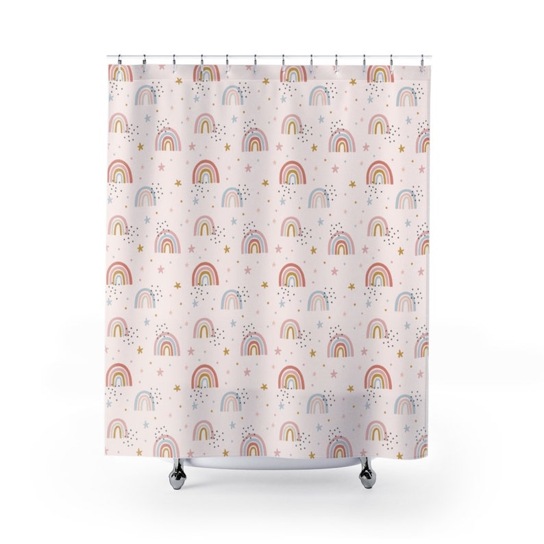 Rainbow Shower Curtains Shower Curtain Scandinavian Print Etsy
