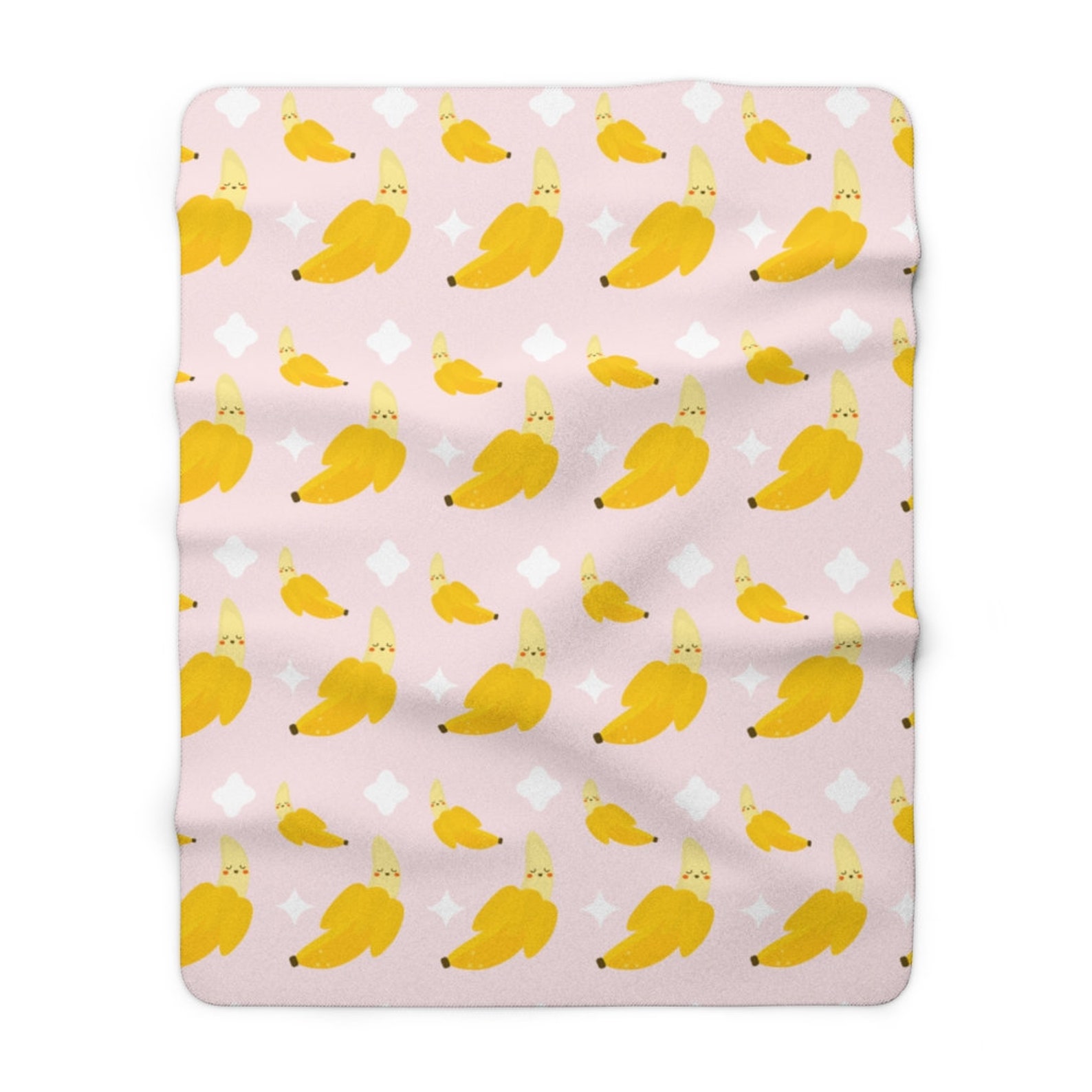 Banana Sherpa Fleece Blanket Banana Print Blanket Kawaii Etsy