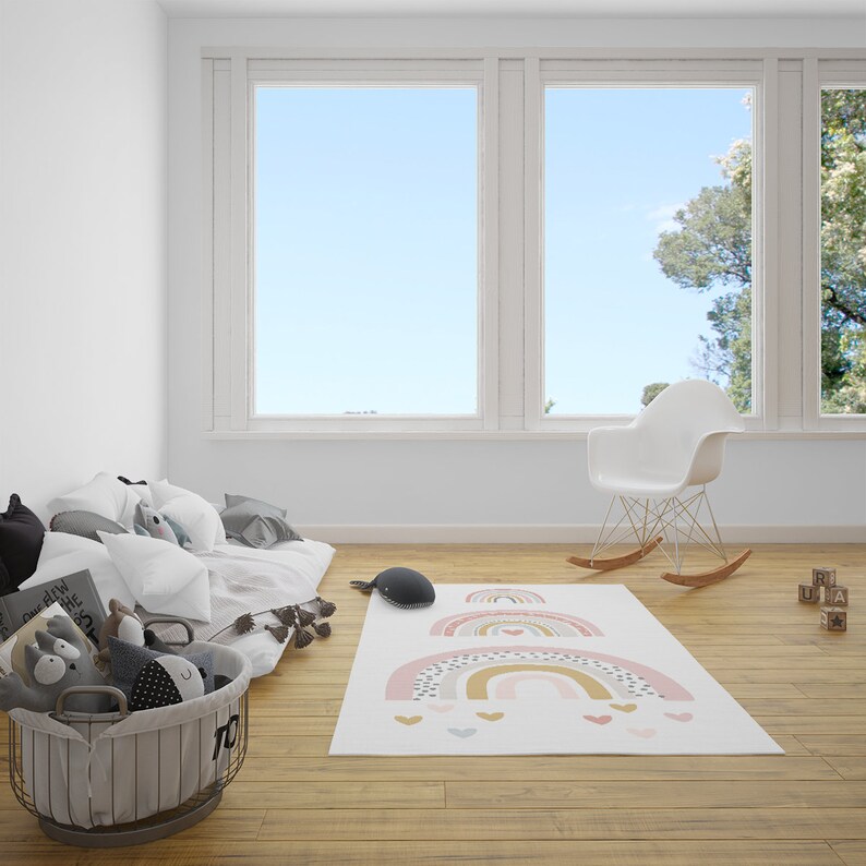 Scandinavian Rainbow Area Rugs, Rainbow Rug, Rainbow Print Area