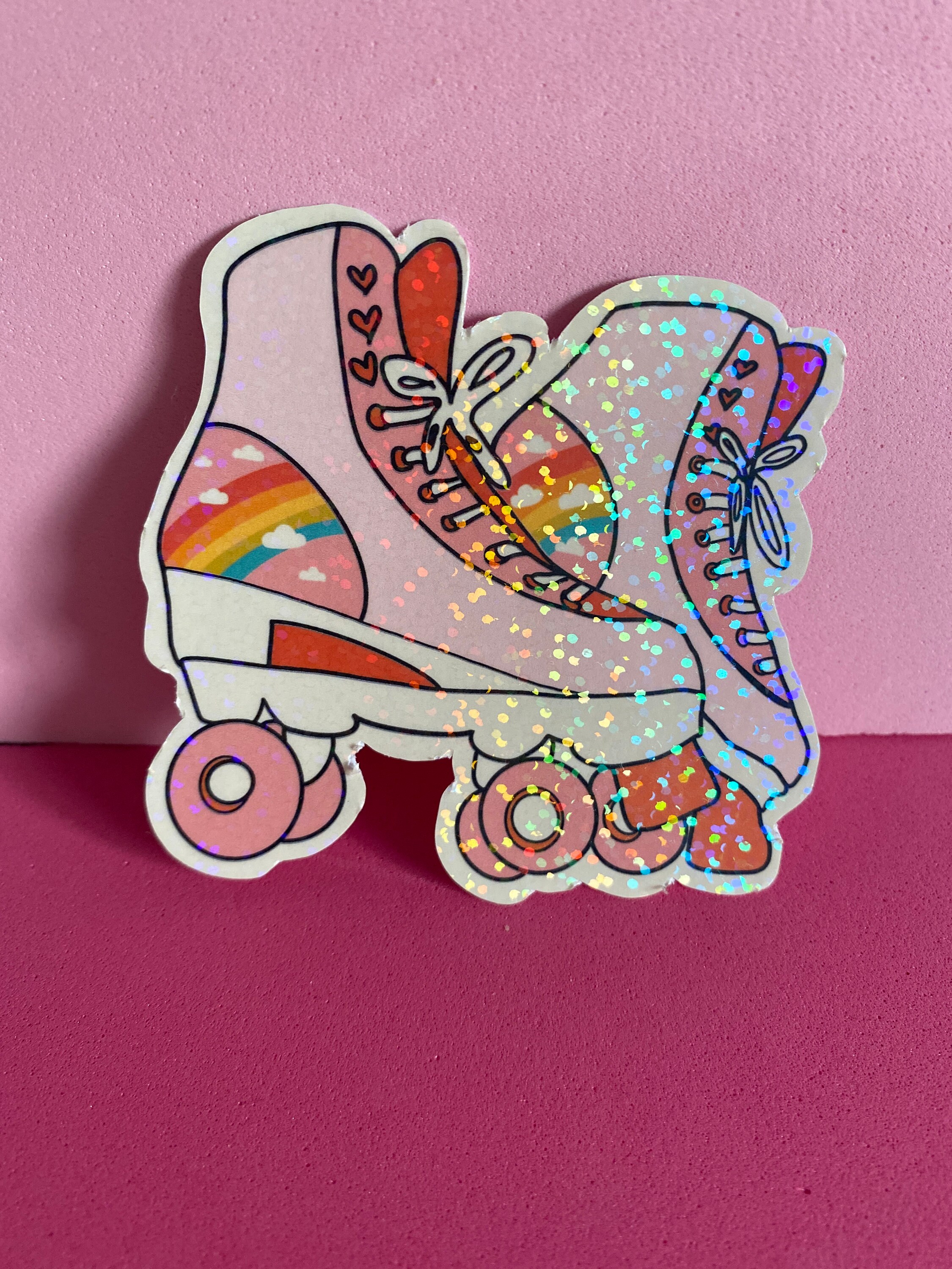 Roller Skate Sticker Kawaii Skates Holographic Sticker Etsy
