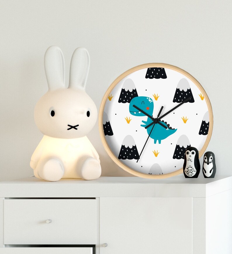 Dinosaur Wall Clock Kids Clock Wall Modern Nursery Wall Etsy