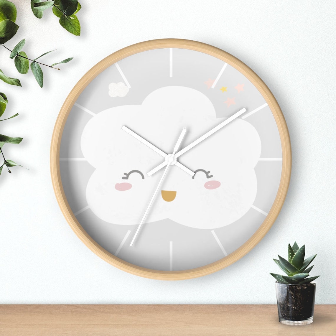 Cloud Wall Clock Kids Wall Clock Modern Nursery Wall Decor Etsy