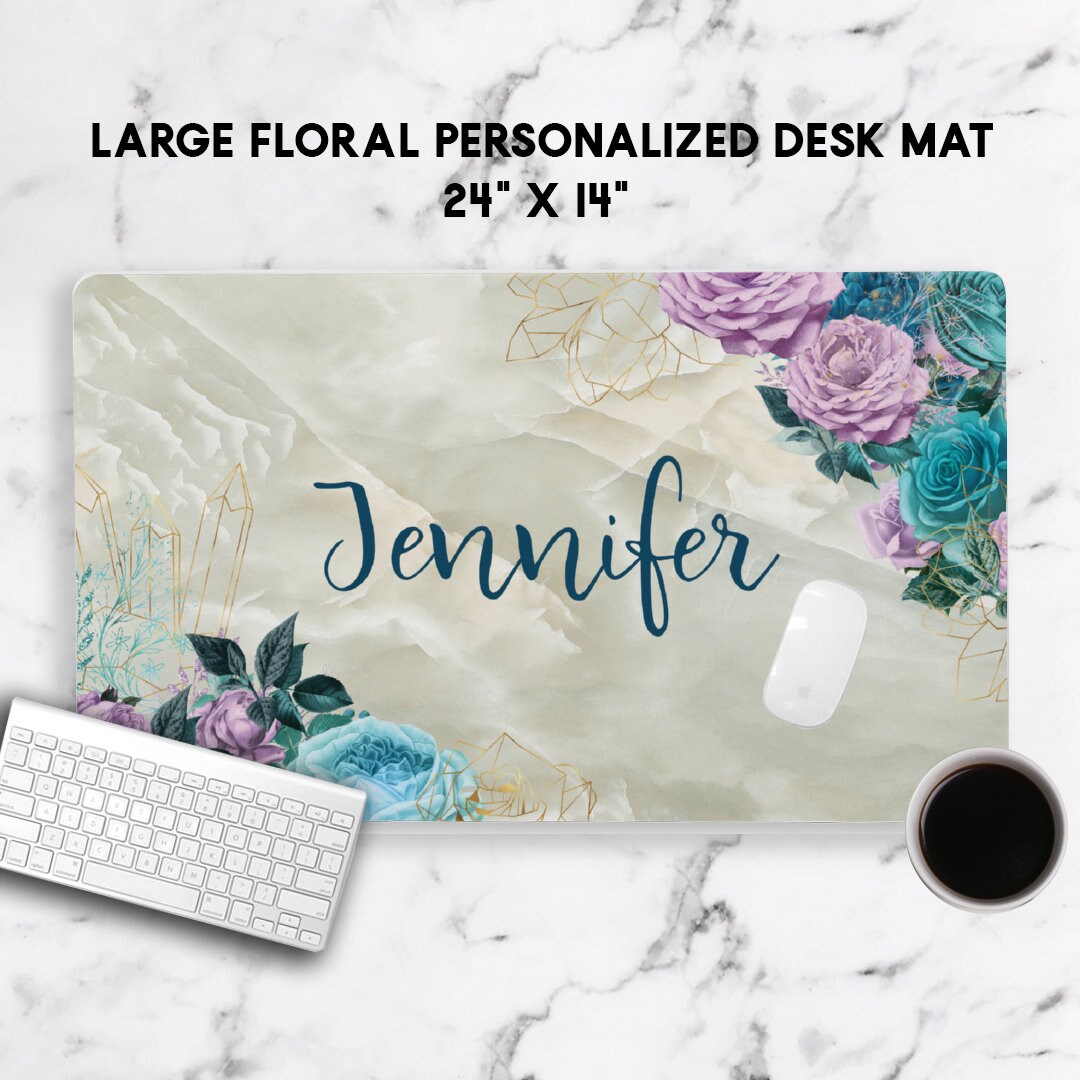 Large Floral Desk Mat Planner Desk Accessories Boss Babe Etsy