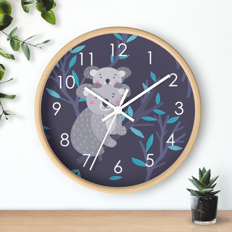 Koala Wall Clock Kids Wall Clock Nursery Wall Decor Nursery Etsy