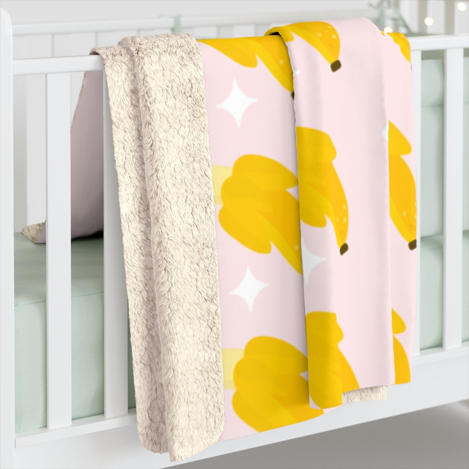 Banana Sherpa Fleece Blanket Banana Print Blanket Kawaii Etsy
