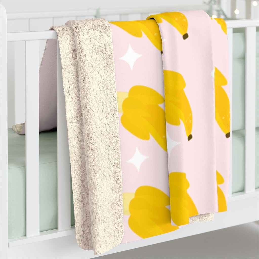 Banana Sherpa Fleece Blanket Banana Print Blanket Kawaii Etsy