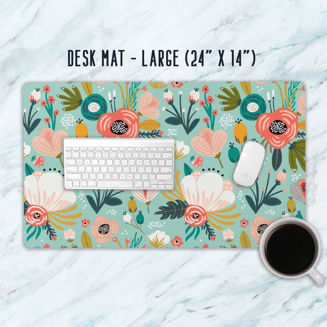 Large Floral Desk Mat Planner Desk Accessories Boss Babe Etsy