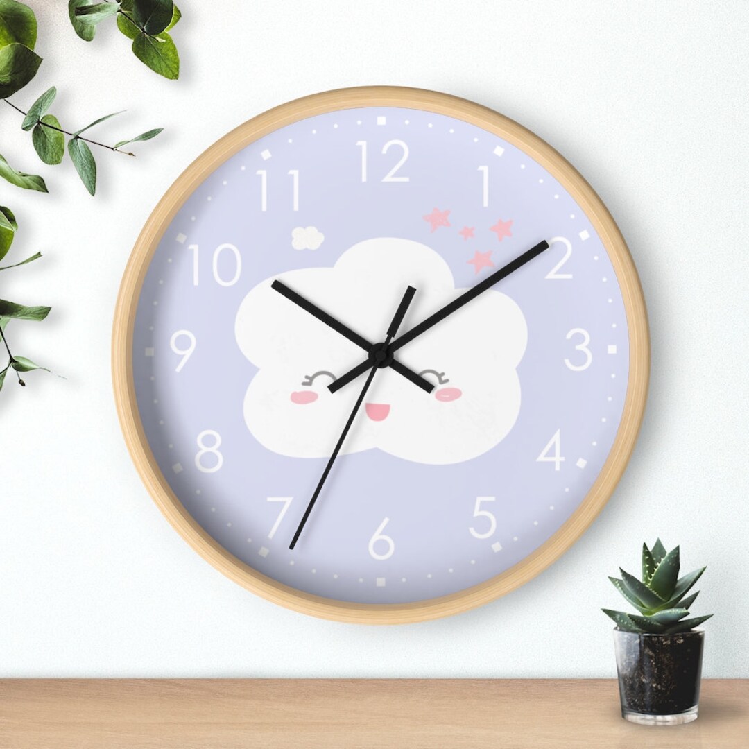 Cloud Wall Clock, Kids Wall Clock, Modern Nursery Wall Decor, Girls ...
