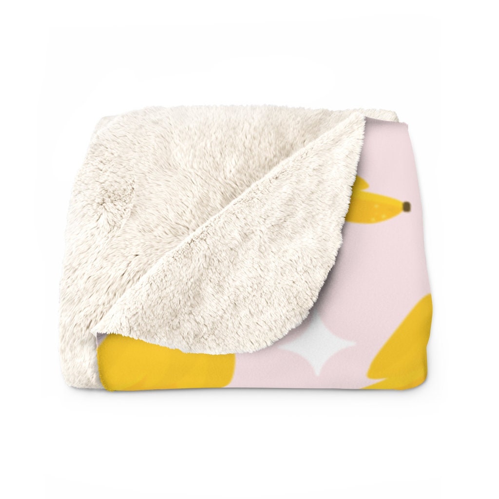 Pink Banana Pattern Print Blanket