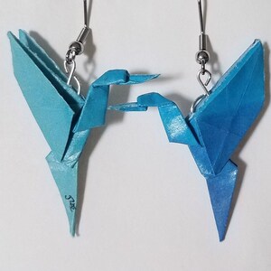 Origami, earrings hummingbird