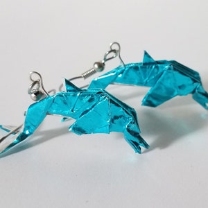 Origami earrings foil dolphin
