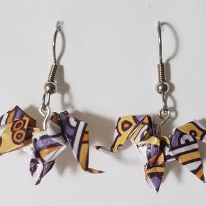 Origami earrings, elephant (miniature)