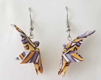 Origami earrings, whale (miniature)