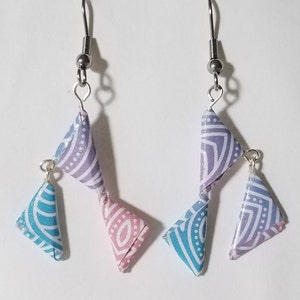 Origami earrings, beaded chime