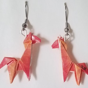 Origami earrings,  giraffe (miniature)