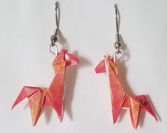 Boucles d’oreilles en origami, girafe (miniature)