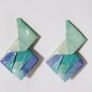 Origami earrings, geometric stud