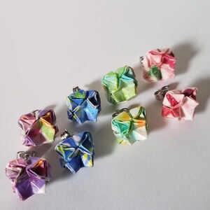 Stud earrings, origami lotus
