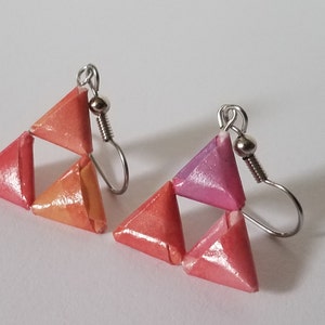 Origami earrings, triforce