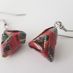 Origami earrings, recessed prism