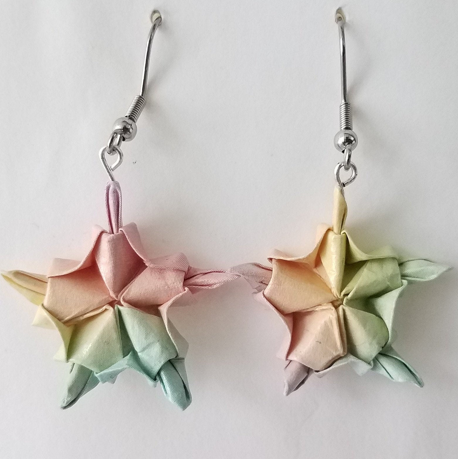 Origami earrings, rainbow star