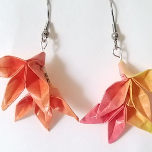 Origami earrings, autumn leaf (various colors)
