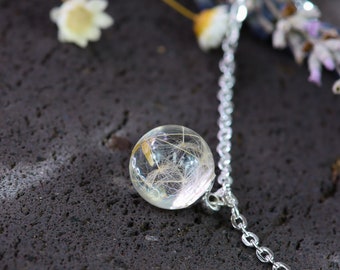 Pendant "Wish Dandelion" personalized, expressive resin jewelry silver necklace chain oval