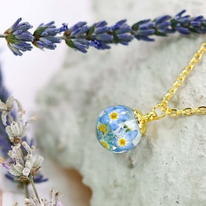 Pendant "Forget-me-not" ball pendant resin gold