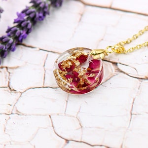 rose flower pressed and dried in genuine gold leave resin