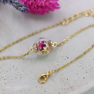 Rose Petals & Gold Leaf Pendant Glass Ball