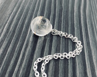 Chain "Dandelion" ball pendant resin silver