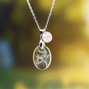 Dandelion  engraved pendant with Charm Trailer uniquely personalized