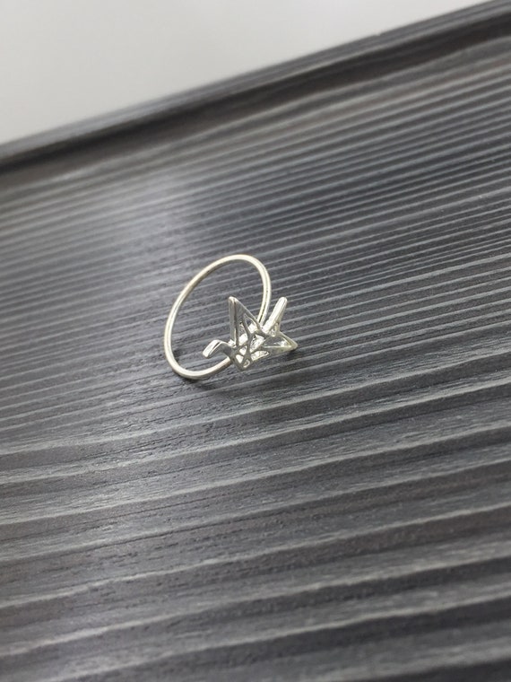Origami Kranich Ring Silber