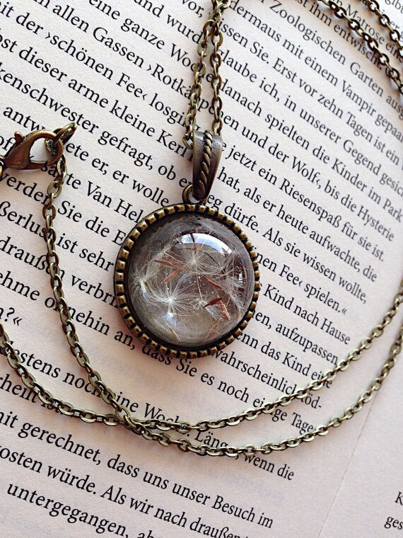 Dandelion Cabochon Unique Expressive Resin Jewelery In Bronze Etsy