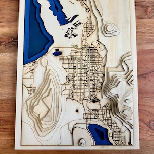 Salt Lake City 3D Laser Etched City, Mountains - Customizable