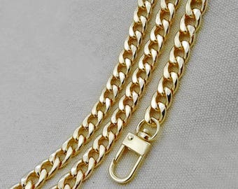 1 Pcs 10mm Gold Bag Chain, Metal Snap Clasps Purse Strap Chain, Shoulder Bag Handle, Clutch Hand Strap, Crossbody Handbag, Finished Chain