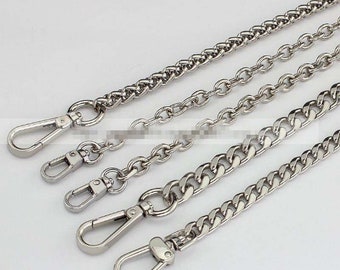 8mm-12mm Silver Purse Chain Strap, Bag Handle Chain, Crossbody Handbag Strap, Chain Strap Clasp, Finished Shoulder Strap Chain High Quality