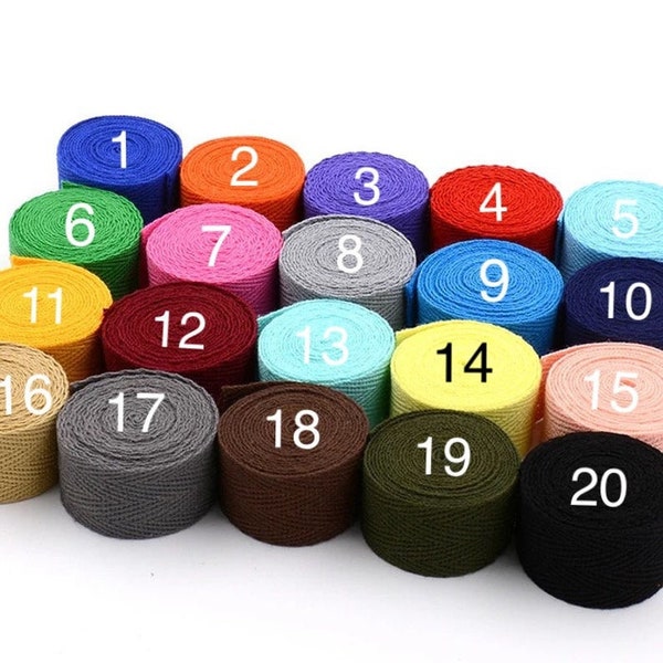 10Yards, 2cm/ 3/4 inch, DIY Twill Tape, Thick Woven Cotton Canvas Webbing Belt Bag Strap, Handbag Craft Making, Sewing Fabric Strap Trimming
