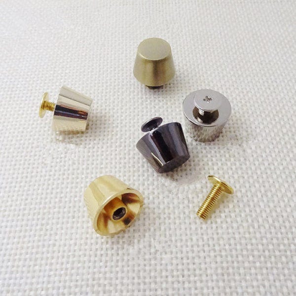 5 ensembles 10mm Cuivre Concho Rivet Studs Spikes, Gold Screwback Studs, Ball Rivet Studs, Purse Nail, Cap Screw Studs, Silver Replacement Studs