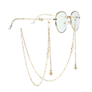 10 Colors Glass Glasses Chain, Star Sunglasses Chain, Tassel Glasses Chain, Charms Pendant Drop, Gold Eyewear Chain, Gemstone Eyeglass Chain Clear
