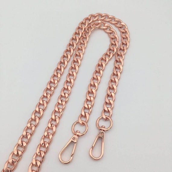12mm Rose Gold Purse Chain Strap, Metal Bag Handle, Crossbody Bag Strap,  Chain Strap With Clasps, Replacement Shoulder Handbag Strap Chain 