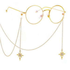 Star Cross Glasses Holder Chain, Sunglasses Chain, Tassel Glasses Chain, Charms Pendant Eyewear Chain, Gold Silver Eyeglass Chain, Necklace