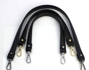 1 Pcs Black PU Leather Handle, Metal Clasps Bag Strap, Fashion Shoulder Purse Handle, Hand Strap, Leather Belt, Handbags Replacement Handles