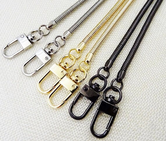 Black Leather Purse Chain Metal Shoulder Handbag Strap 