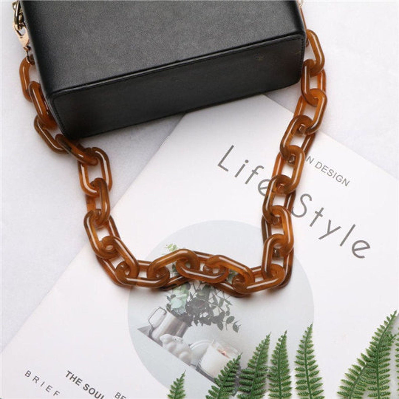 Vintage Resin Bag Chains With Clasps Acrylic Purse Chain Etsy Australia