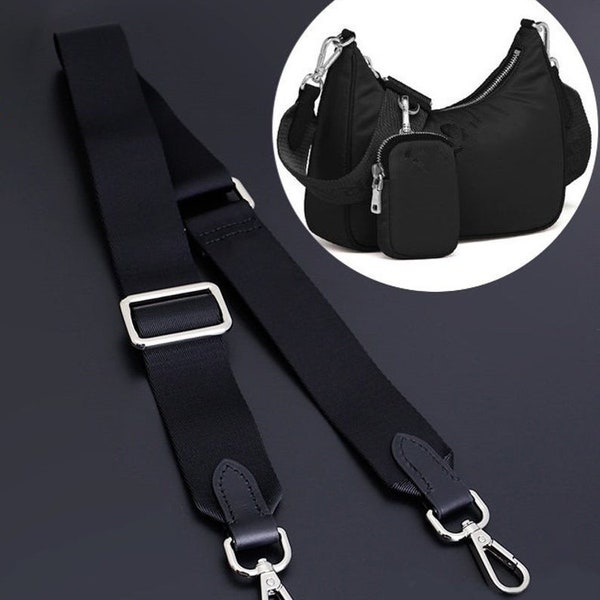 1.5" (3.8CM) Wide Black Canvas Leather Purse Strap, High Quality Shoulder Bag Chain, Cross body Handbag Strap, Replacement Handle for Bag