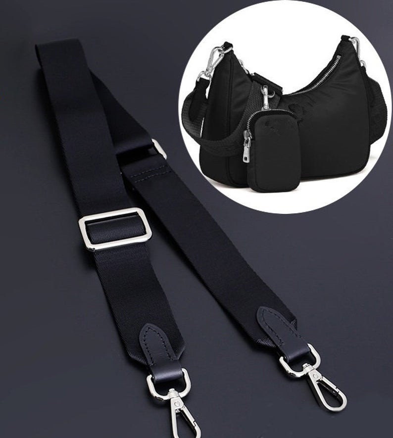   Wide Black Canvas Leather Purse Strap High - Etsy