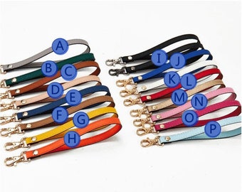 1 Pcs Genuine Leather Wristlet Purse Strap, Metal Lobster Clasps Wrist Strap, Clutch Bag Handle, Hand Strap, New Pouch CLIP-ON Wallet Chain