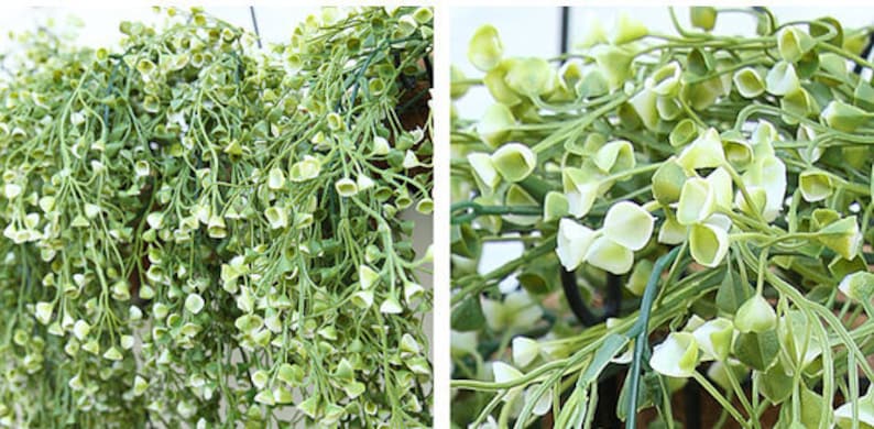 2 Bundle White Green Artificial Leaf Garland Plants Vine Silk Fake Foliage Flower Bonsai Leaf Home Garden Wedding Bridal Bouquet Party Decor image 2